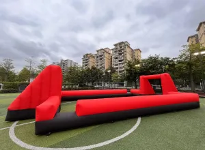 40ft x 20ft Outdoor Inflatable Soccer Field Inflatable Football & Soccer Pitch Court for School Playground/Family/Team Games(No Blower Included)