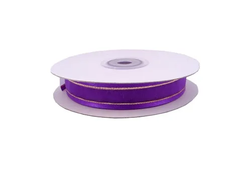 5/8" Sheer Organza Ribbon w/ Satin & Metallic Edges (25 Yds)