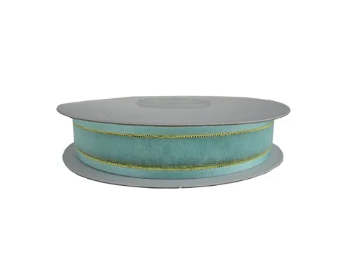 5/8" Sheer Organza Ribbon w/ Satin & Metallic Edges (25 Yds)