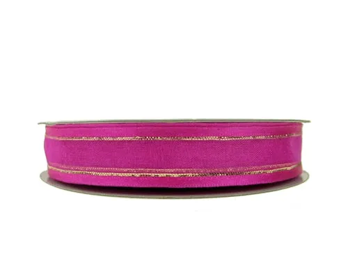 5/8" Sheer Organza Ribbon w/ Satin & Metallic Edges (25 Yds)