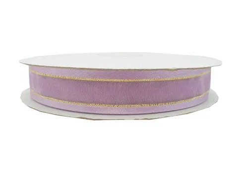 5/8" Sheer Organza Ribbon w/ Satin & Metallic Edges (25 Yds)
