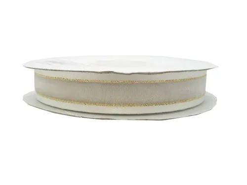 5/8" Sheer Organza Ribbon w/ Satin & Metallic Edges (25 Yds)