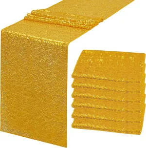 6 Pack Gold Sequin Table Runner - 12" x 72" Sparkle Table Runner for Baby Bridal Shower Wedding Birthday Party Table Decor