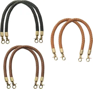 6 Pcs Braided Leather Replacement Purse Straps, 12.4 Inch Braided PU Leather Handbag Handles for DIY Handbag Making