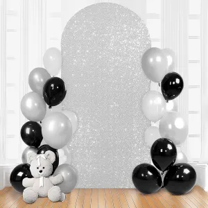 6.6FT Silver Arch Cover-Sequin Spandex Fitted Wedding Arch Cover Round Top Chiara Background Covers for Birthday Party Baby Shower Photo Arch Stand Decoration