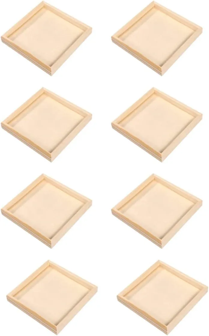 8pcs Wooden Cube Puzzle Storage Trays Block Toy Organizer for Boys and Girls for Keeping Toys Tidy and Home Clean