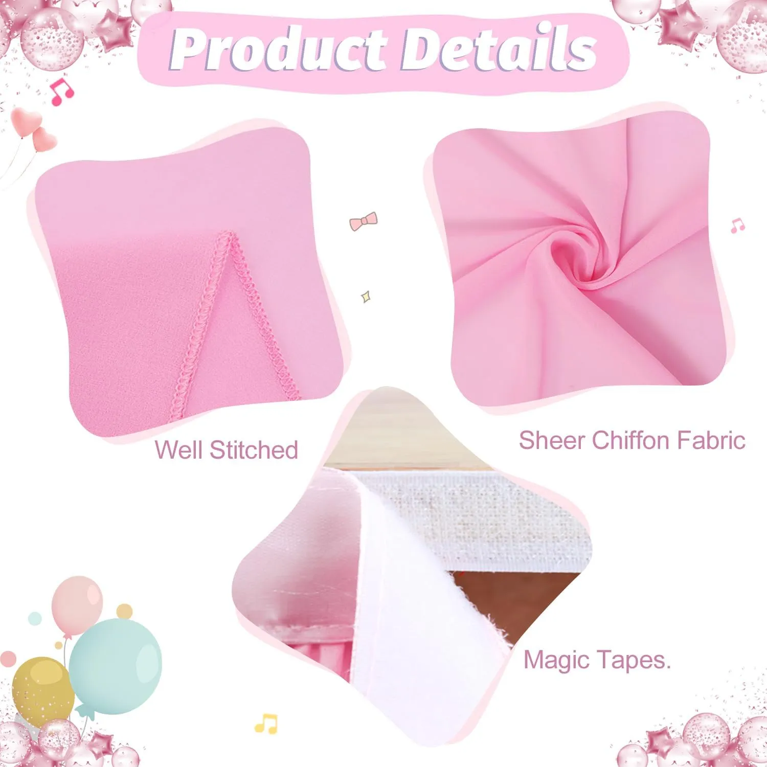 9ft Table Skirt Pink Chifffon Table Skirts Double Layer Table Cloth Skirt Ruffle Tulle Table Skirting Chiffon Table Cover Sheer Pleated Table Skirt for Wedding Birthday Party Baby Shower