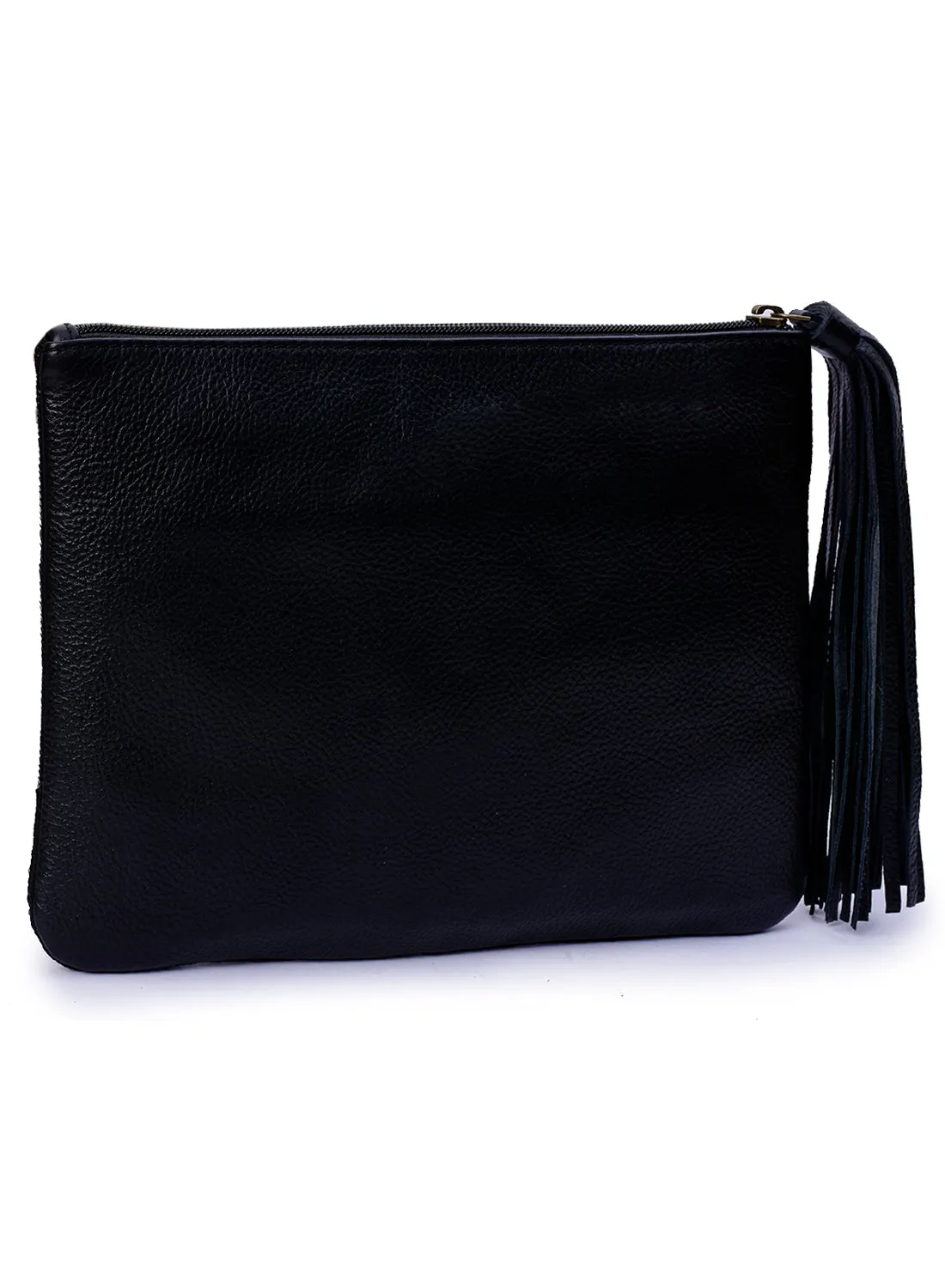 Abstract Patterned Embellished Zip Clutch