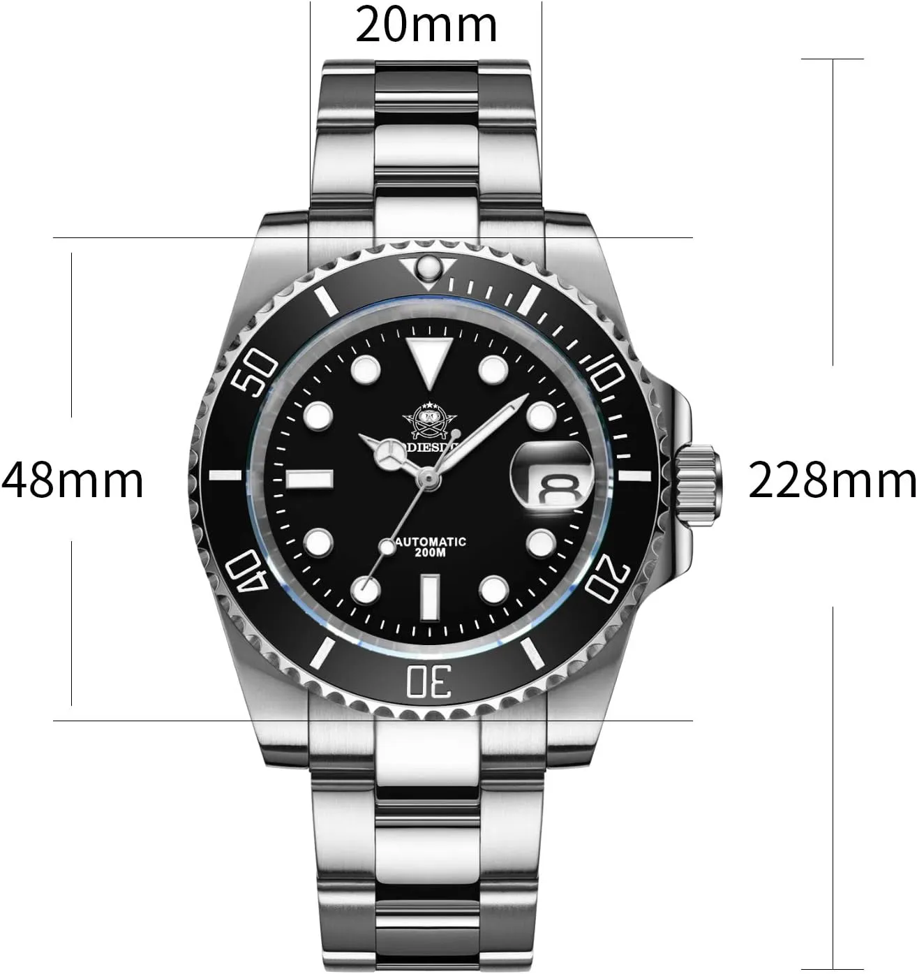 ADDIESDIVE Automatic Dive Watch for Men Steel Band Waterproof Diver 200 M Japan NH35A Movement