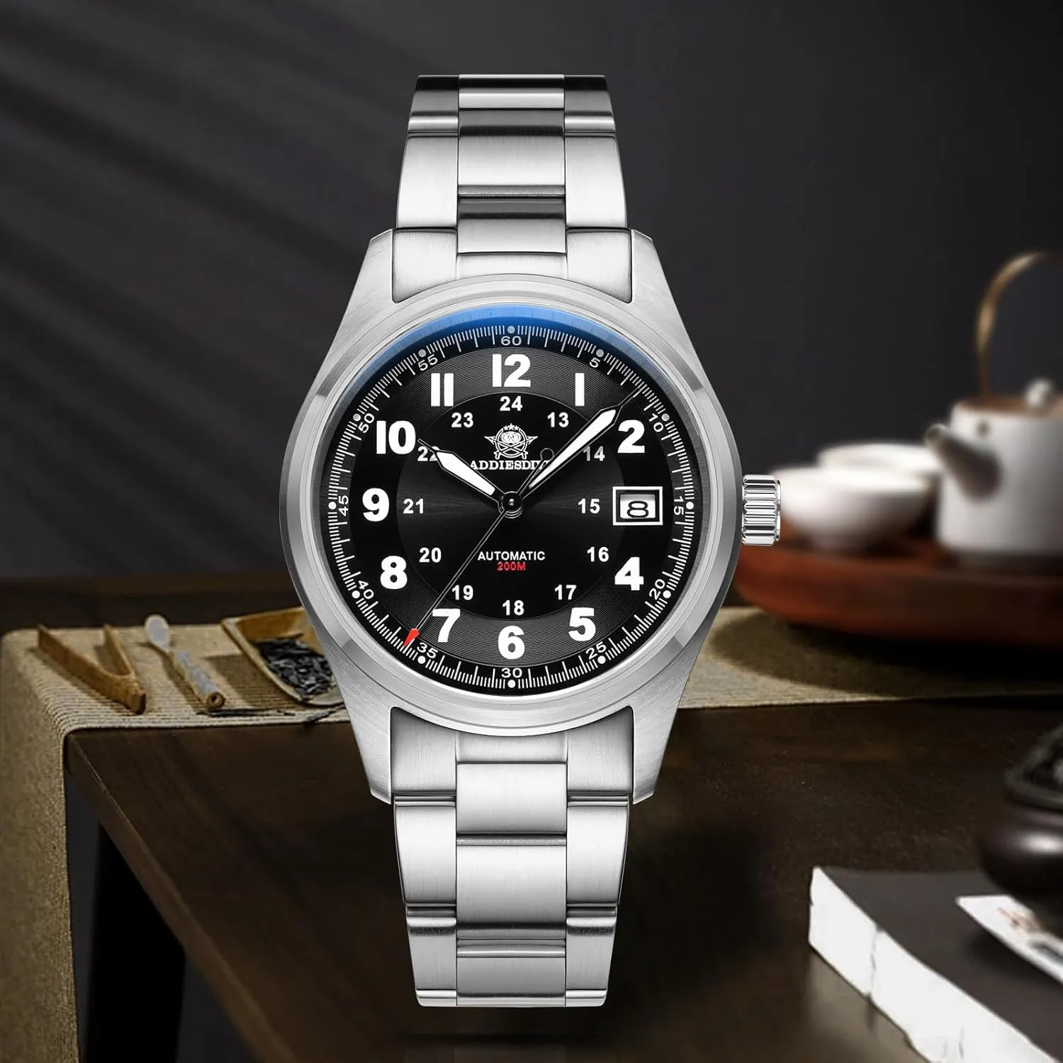 ADDIESDIVE Automatic Watches for Men Stainless Steel NH35A Movement Diver 200 M Luminescent Dial