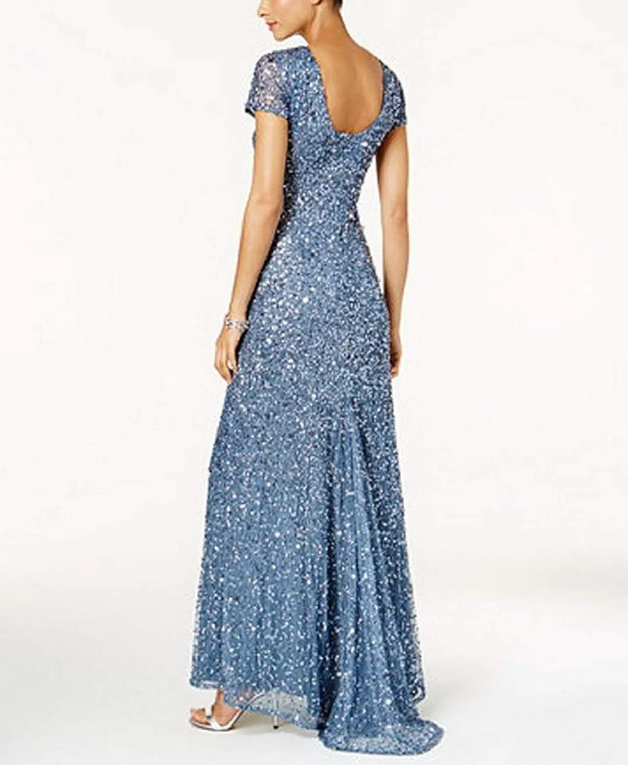 Adrianna Papell Women's Short-Sleeve All Over Sequin Gown