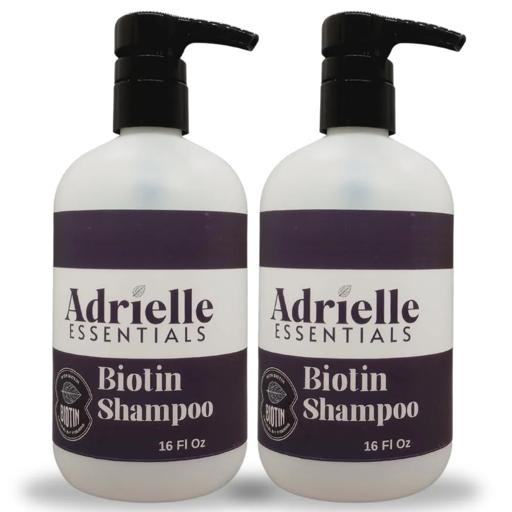 Adrielle Essentials Vanilla Ginger & Brown Sugar Scented Biotin Hair Shampoo, 16 Oz (2 Pack)