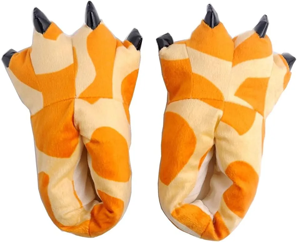 Adult Cute Plush Animal Paw Slippers Fuzzy Warm House Shoes