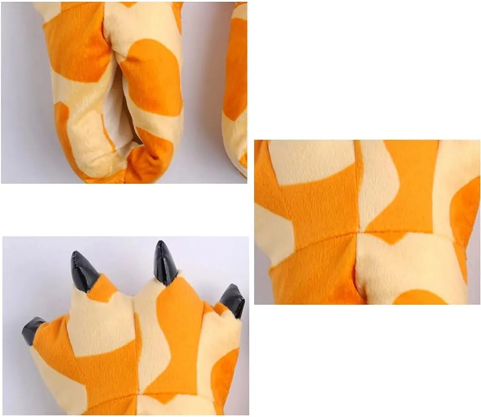 Adult Cute Plush Animal Paw Slippers Fuzzy Warm House Shoes