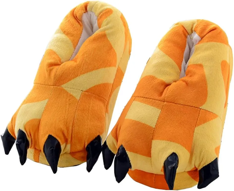 Adult Cute Plush Animal Paw Slippers Fuzzy Warm House Shoes