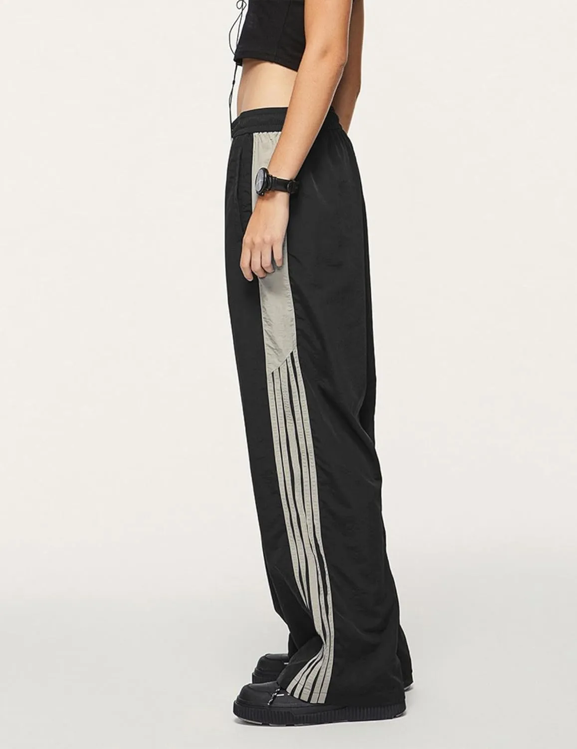 Aelfric Eden Striped Track Pants Men Parachute Pants Women Baggy Sweatpants Y2k Wide Leg Cargo Pants with Drawstring