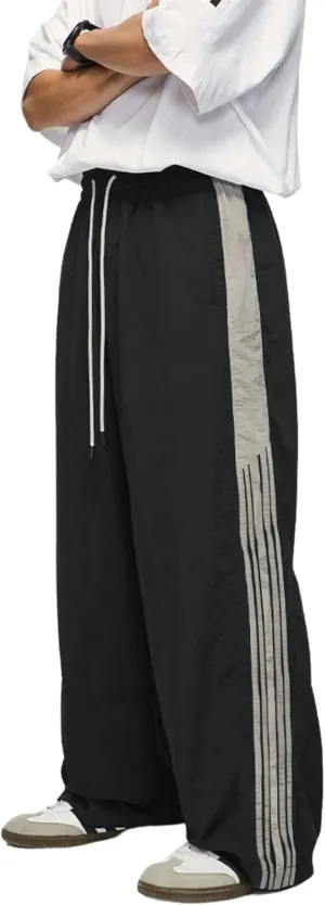 Aelfric Eden Striped Track Pants Men Parachute Pants Women Baggy Sweatpants Y2k Wide Leg Cargo Pants with Drawstring
