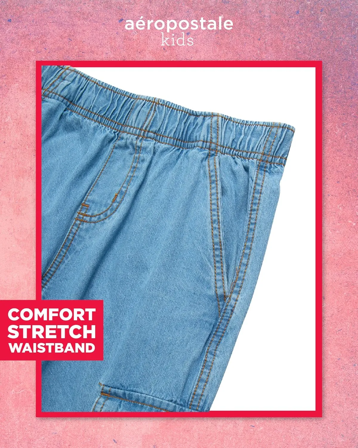 AEROPOSTALE Girls' Pants Set - 2 Piece All Over Print Graphic Tee and Denim Cargo Pants - Casual Outfit for Girls (7-12)
