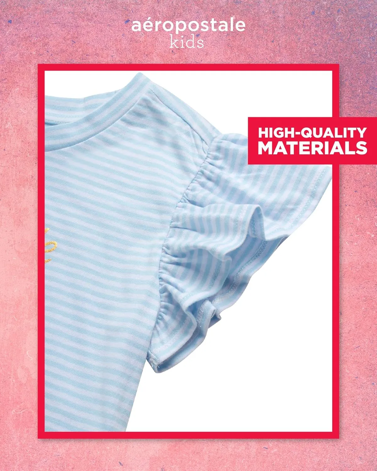AEROPOSTALE Girls' Pants Set - 2 Piece All Over Print Graphic Tee and Denim Cargo Pants - Casual Outfit for Girls (7-12)