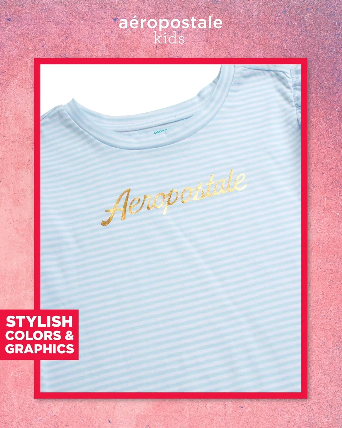 AEROPOSTALE Girls' Pants Set - 2 Piece All Over Print Graphic Tee and Denim Cargo Pants - Casual Outfit for Girls (7-12)