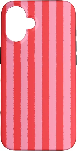 Aesthetic Light Red Pink Striped Grunge Brush Stripe Case for iPhone 16