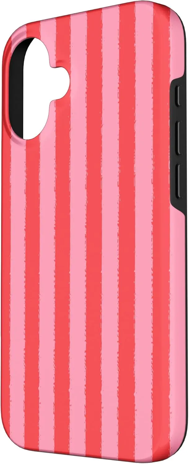 Aesthetic Light Red Pink Striped Grunge Brush Stripe Case for iPhone 16