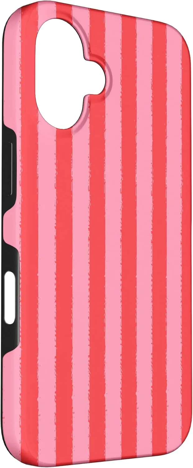 Aesthetic Light Red Pink Striped Grunge Brush Stripe Case for iPhone 16