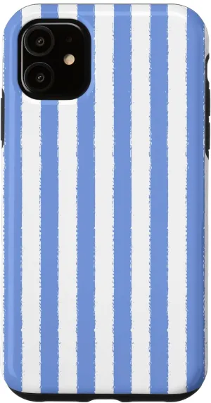 Aesthetic White and Light Blue Striped Grunge Brush Stripe Case for iPhone 11