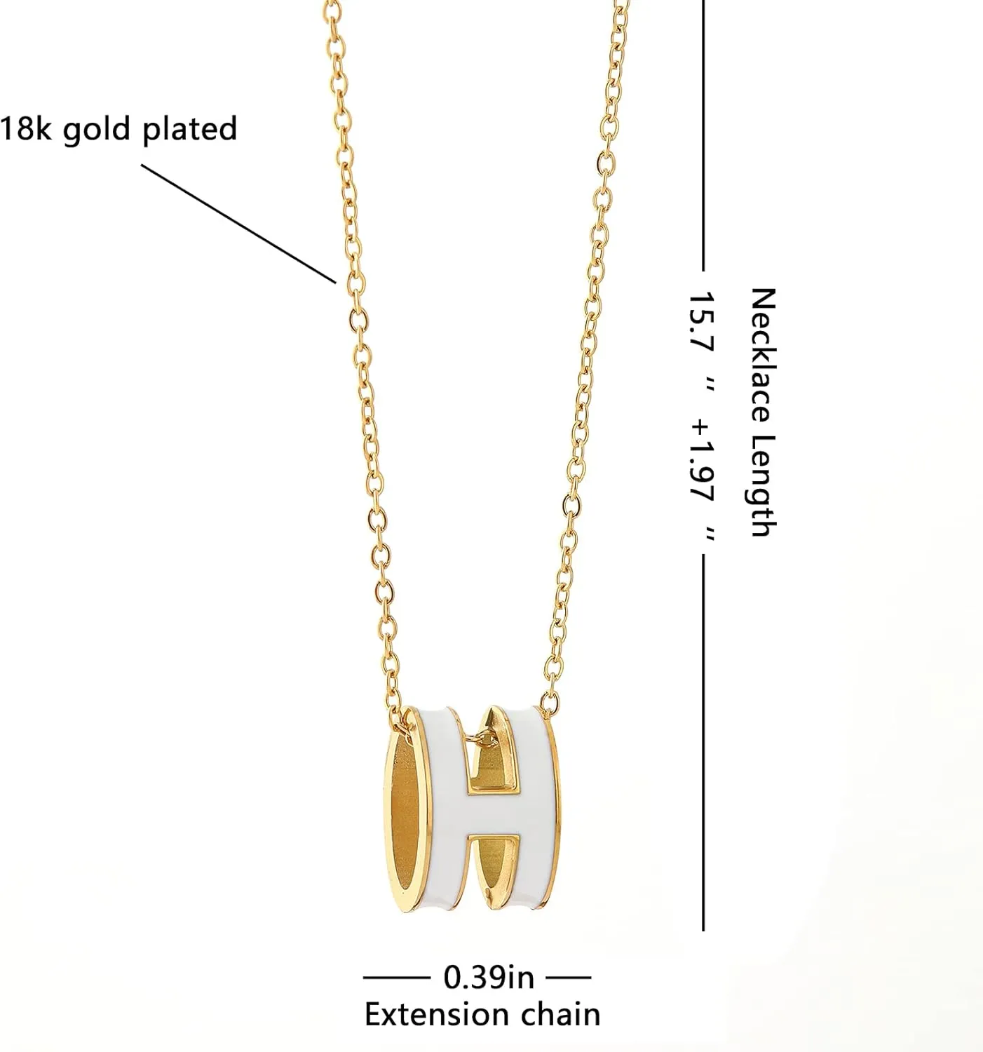 AIMADE H Necklace for Women18K Gold Plated Classic Letter Design Cute Fashion Necklace Pendant Jewelry Gifts for Women