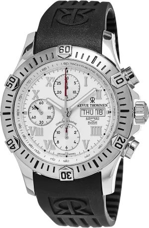 Airspeed XLarge Diver - Silver Dial Chronograph Day Date Watch Mens - Black Rubber Band Swiss Automatic Watch 16071.6838