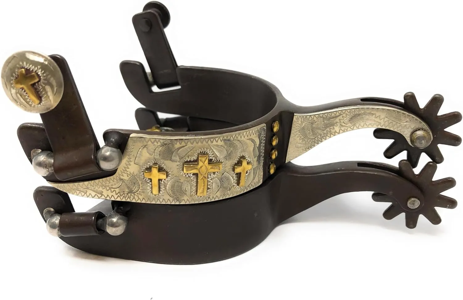 AJ Tack Triple Cross Antique Brown Spur