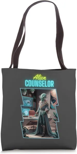 Alien Counselor: Retro Sci-Fi Futuristic Office Humor Tote Bag