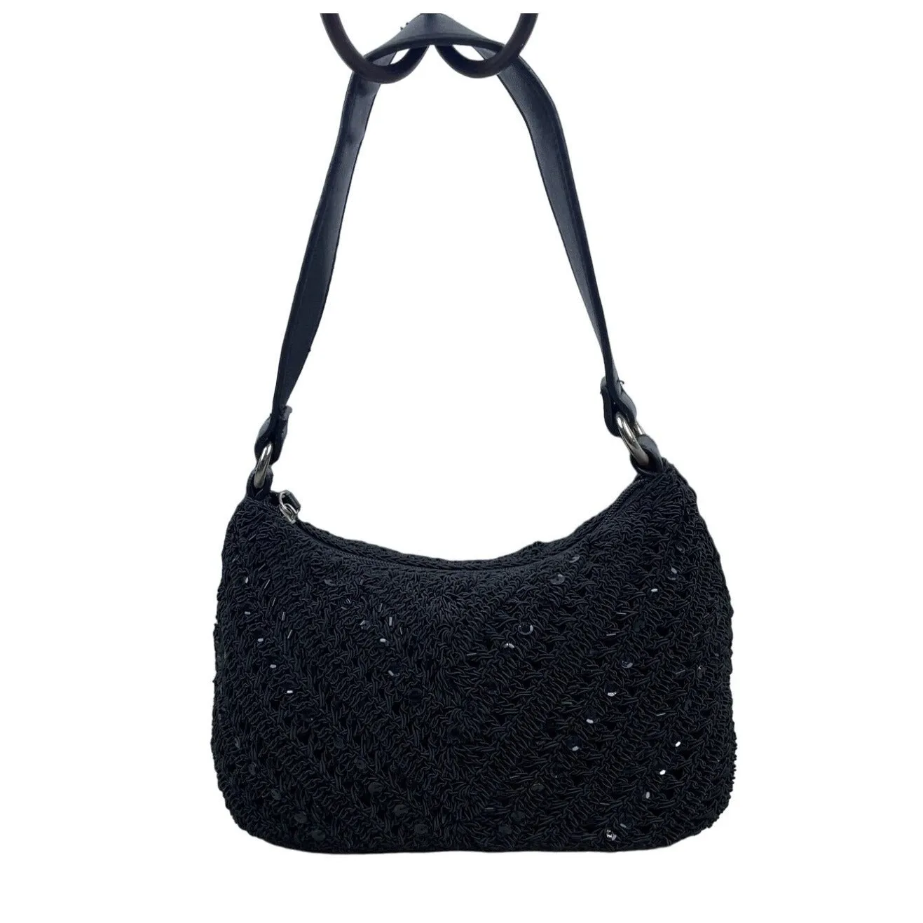 Amanda Smith Women's Black Sequin Crochet Bag Sz S