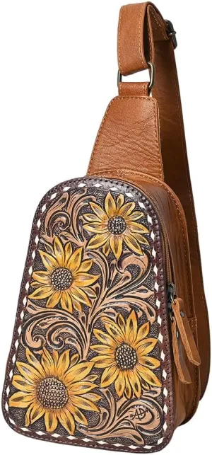 American Darling Adbg1481A Sling Hand Tooled Genuine Leather Women Bag Western Handbag Purse