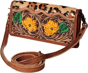American Darling ADBG486A Wallet Hand Tooled Genuine Leather Women Bag Western Handbag Purse