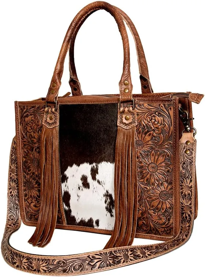 American Darling Briefcase Tote Bag Hair On Genuine Leather Western Women Handbag Purse | Cute Travel Briefcase Bag for Women