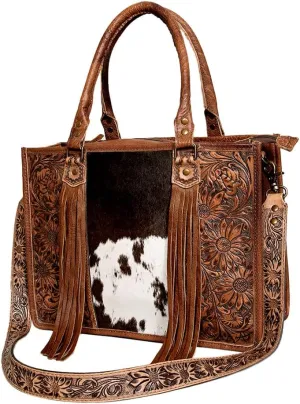 American Darling Briefcase Tote Bag Hair On Genuine Leather Western Women Handbag Purse | Cute Travel Briefcase Bag for Women