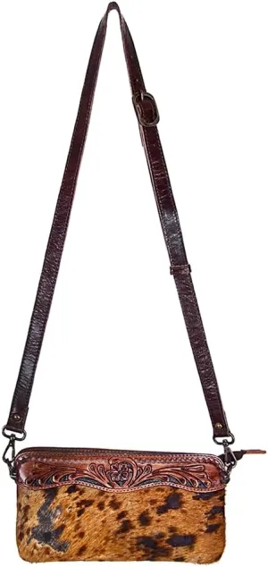 American Darling Small Crossbody Hand Tooled Hair On Genuine Leather Women Bag Western Handbag Purse