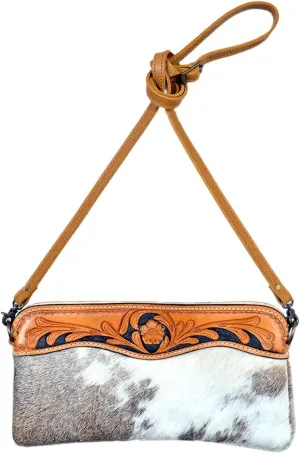American Darling Small Crossbody Hand Tooled Hair On Genuine Leather Women Bag Western Handbag Purse