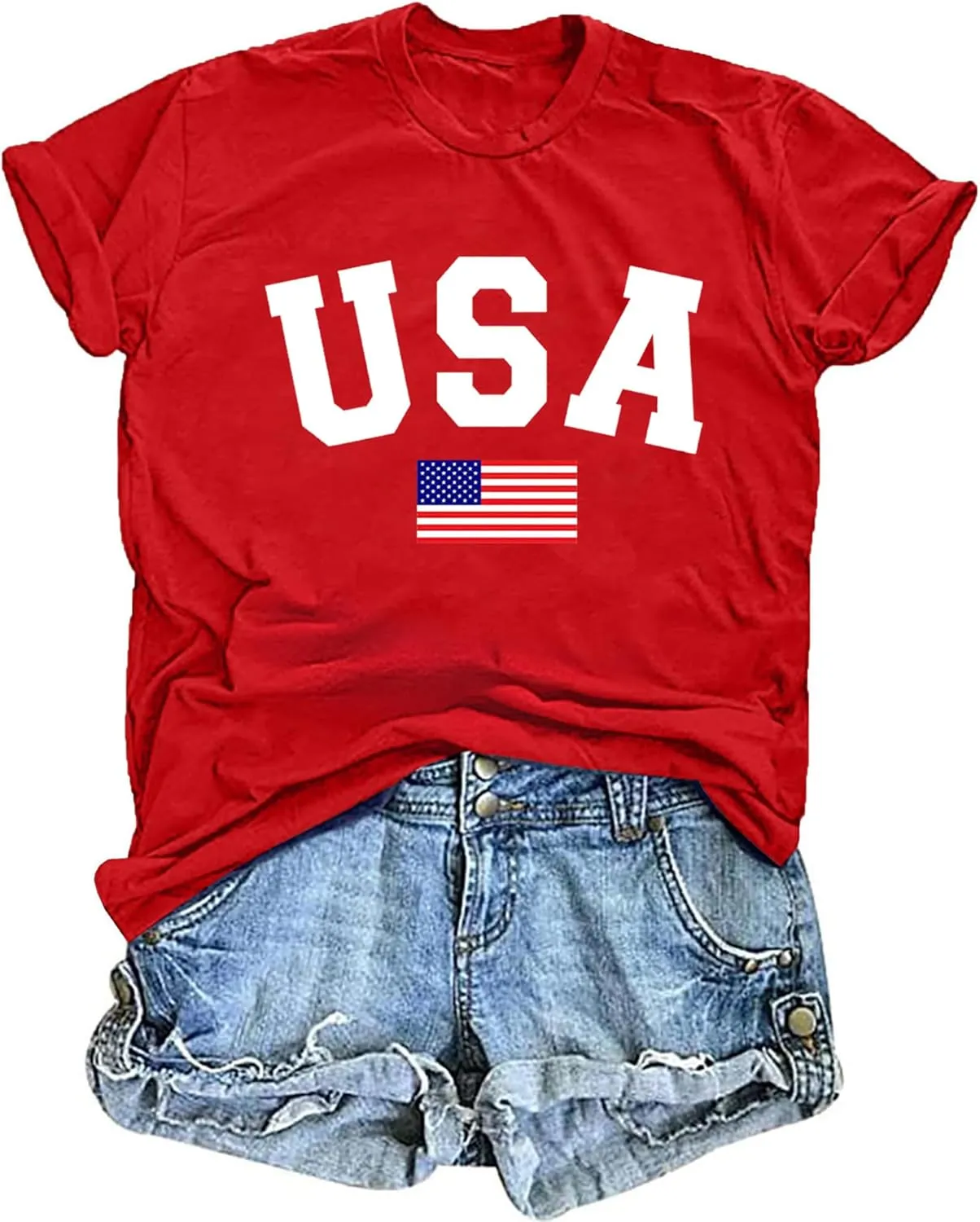 American Flag Shirts for Women: USA Flag Graphic Tee 4th July T Shirt Blouse Tops