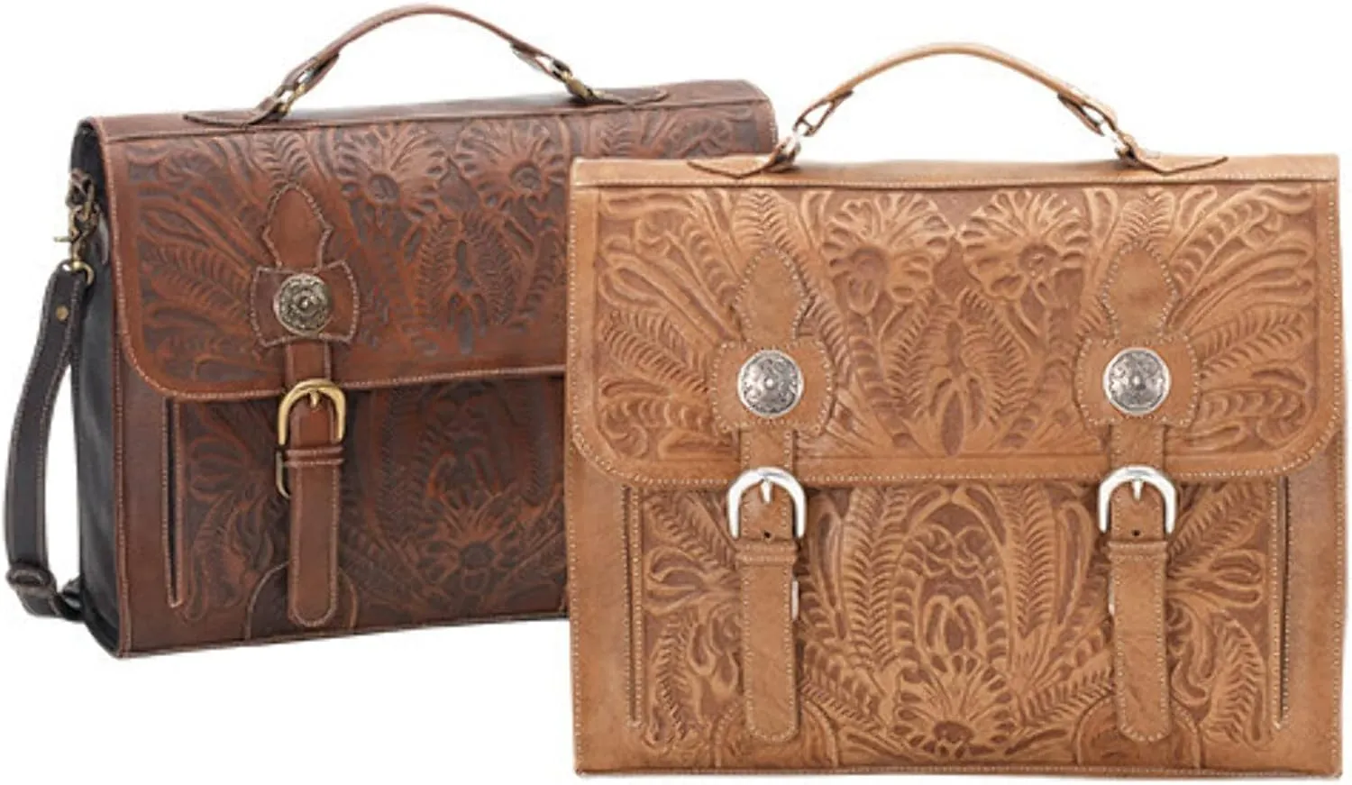 American West Leather Briefcase Stagecoach Collection - 100% Genuine Leather