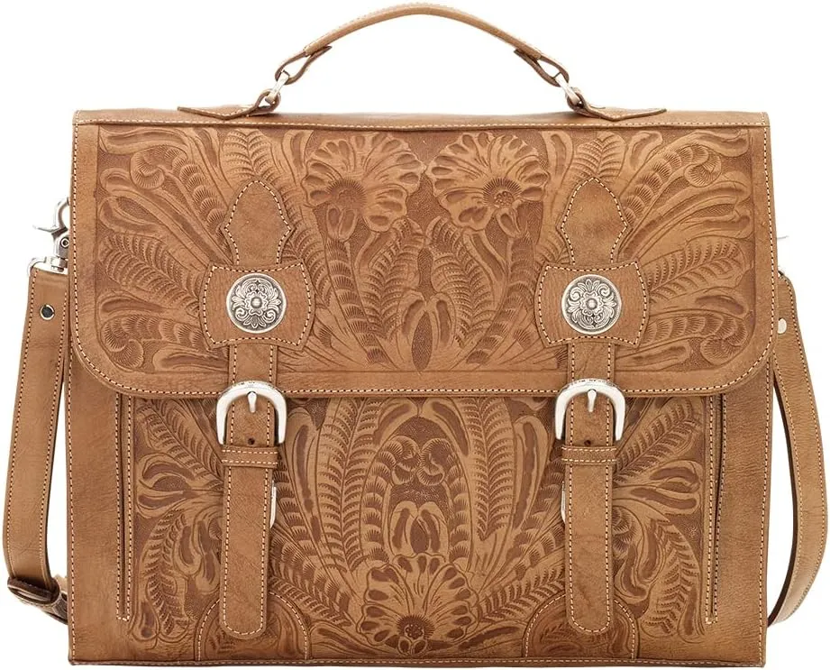 American West Leather Briefcase Stagecoach Collection - 100% Genuine Leather
