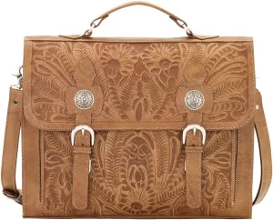 American West Leather Briefcase Stagecoach Collection - 100% Genuine Leather