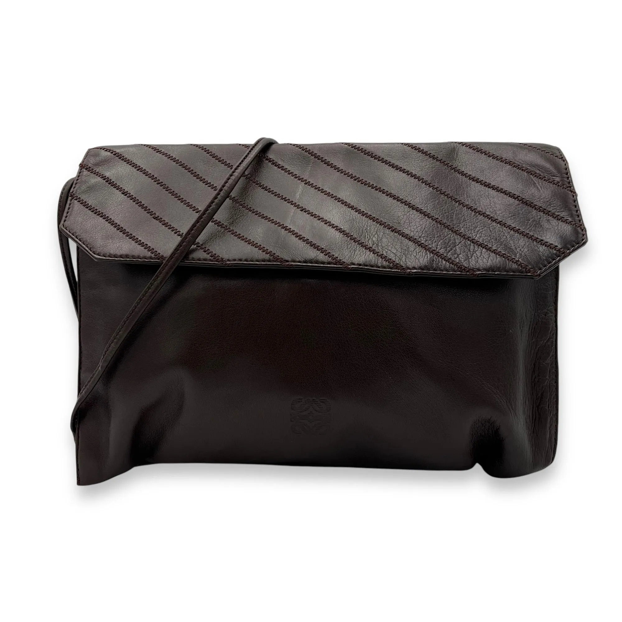 Anagram Brown Crossbody Bag in Lambskin, Gold hardware