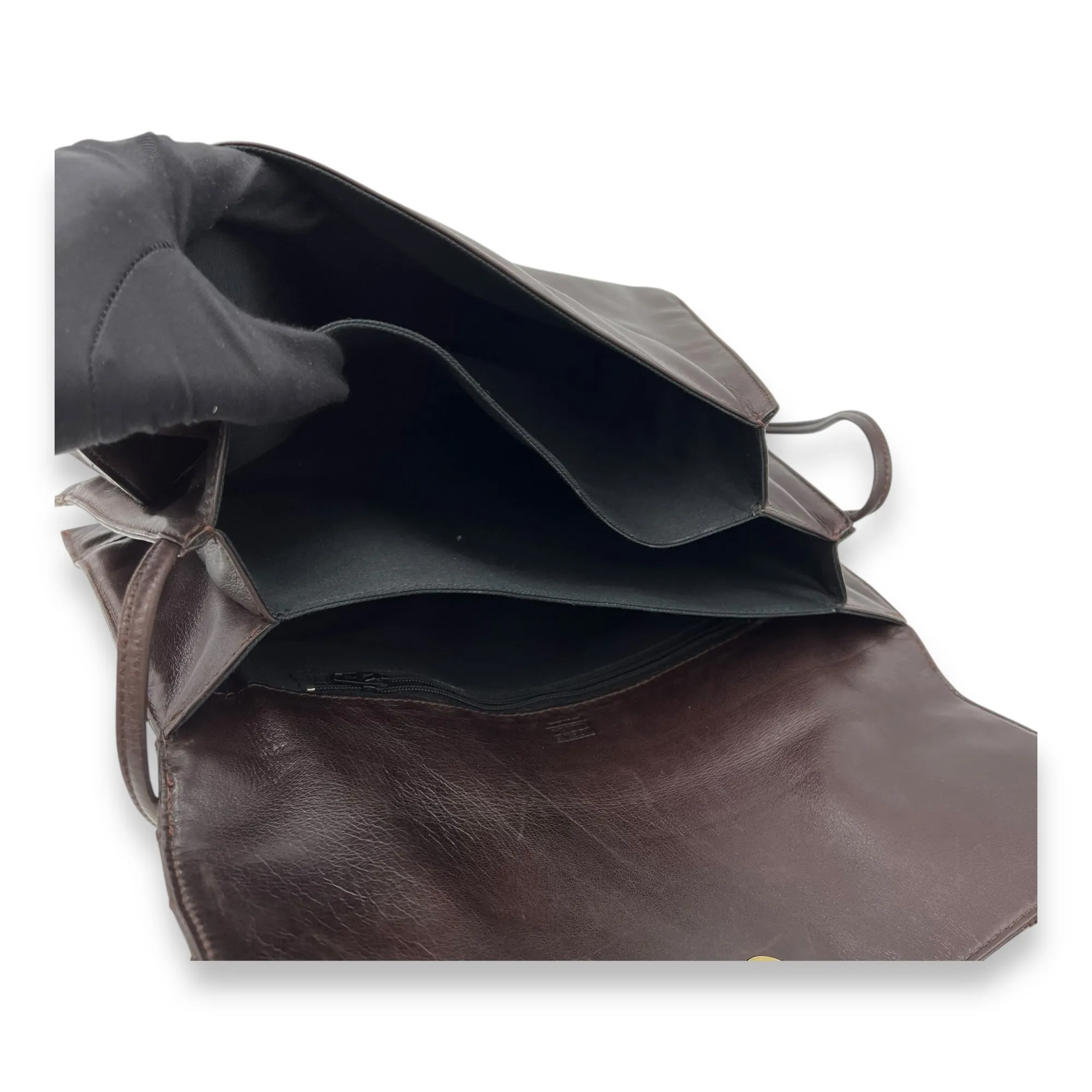 Anagram Brown Crossbody Bag in Lambskin, Gold hardware