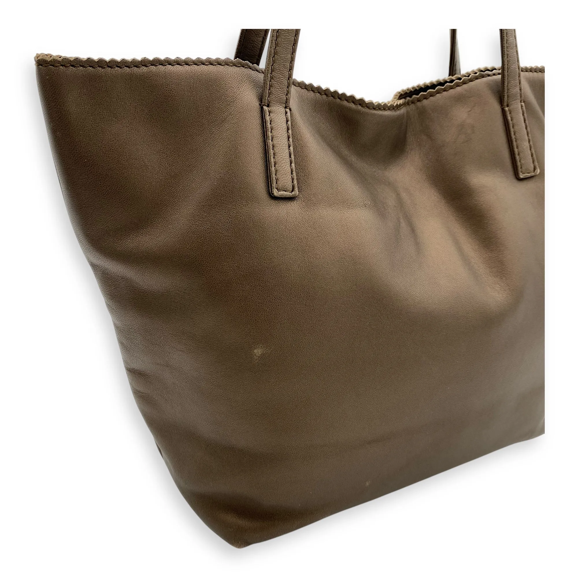 Anagram Brown Tote Bag in Calfskin, Silver hardware
