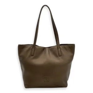 Anagram Brown Tote Bag in Calfskin, Silver hardware