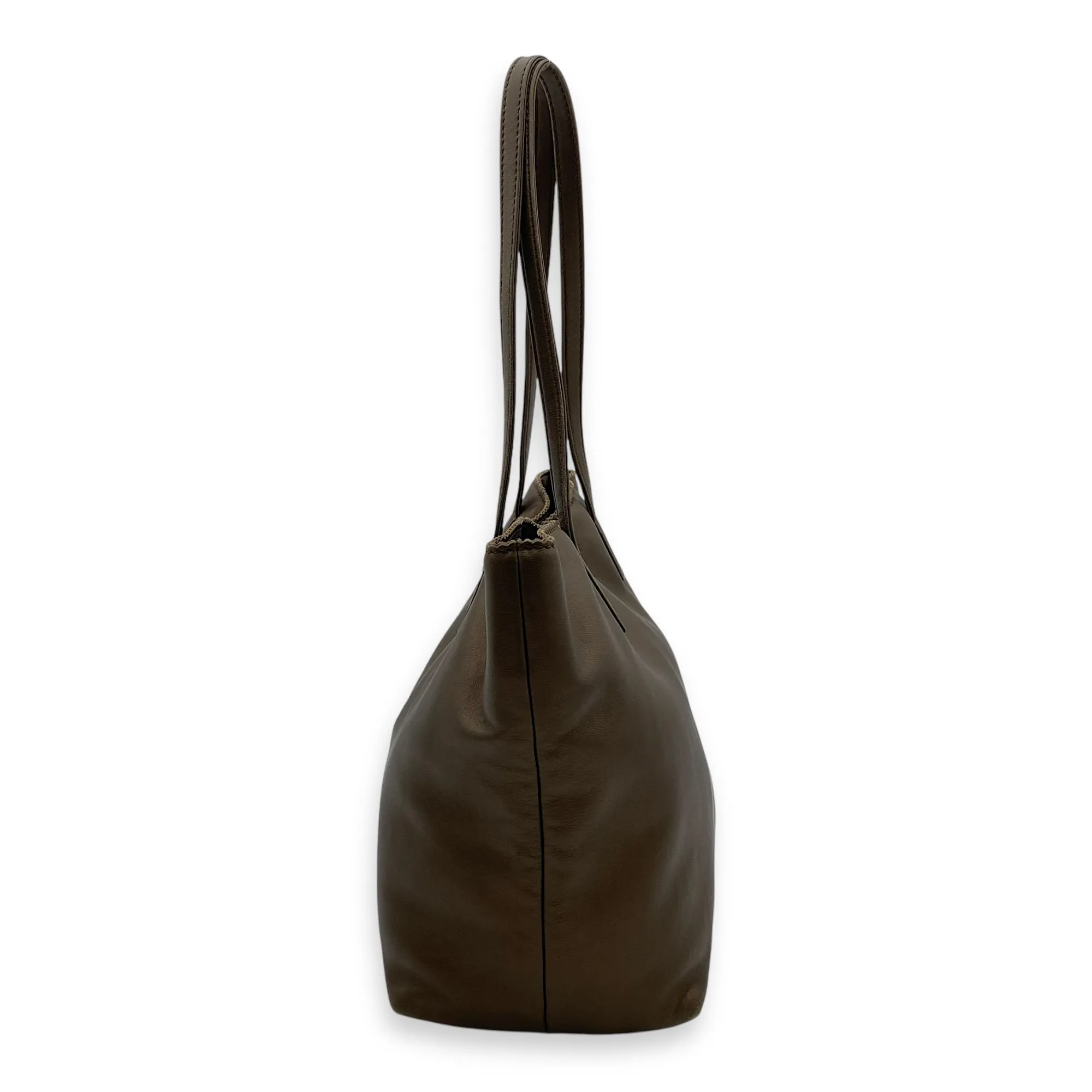 Anagram Brown Tote Bag in Calfskin, Silver hardware
