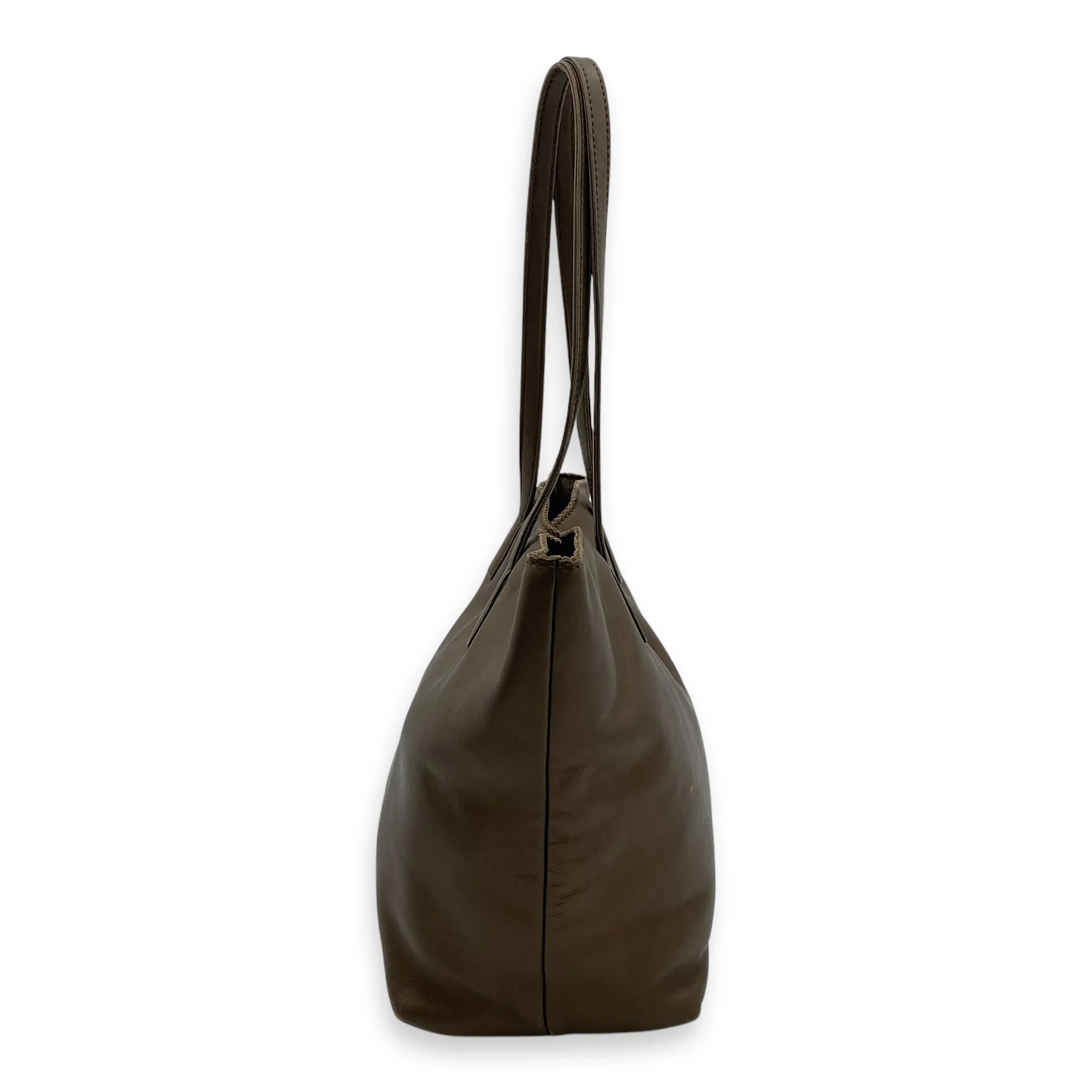 Anagram Brown Tote Bag in Calfskin, Silver hardware