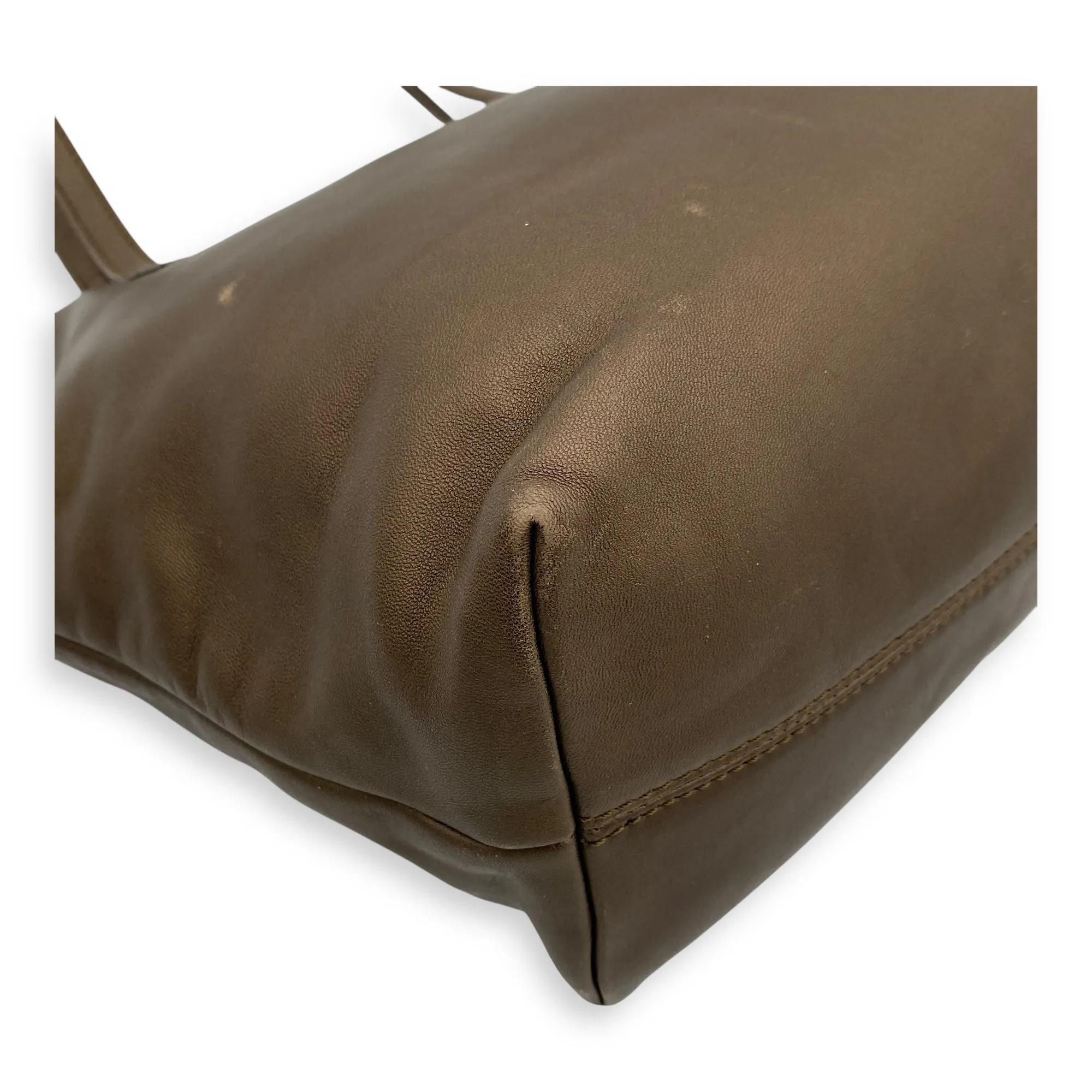 Anagram Brown Tote Bag in Calfskin, Silver hardware